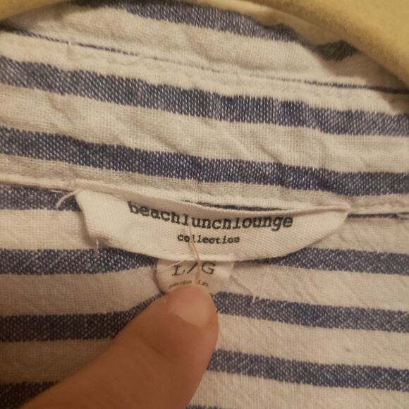 Beachlunchlounge Stripe linen cotton crop top tie - Picture 5 of 6